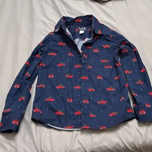 The Children's Place Navy Shirt with Red Car Print
